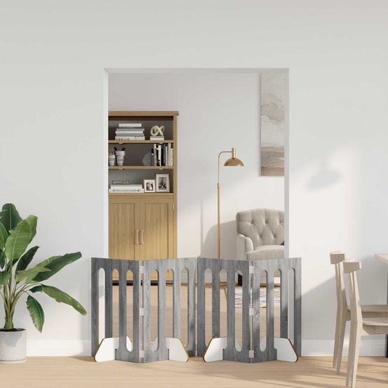 Barrière pour animaux bois ingénierie intérieur clôture pliable gris sonoma 201cm