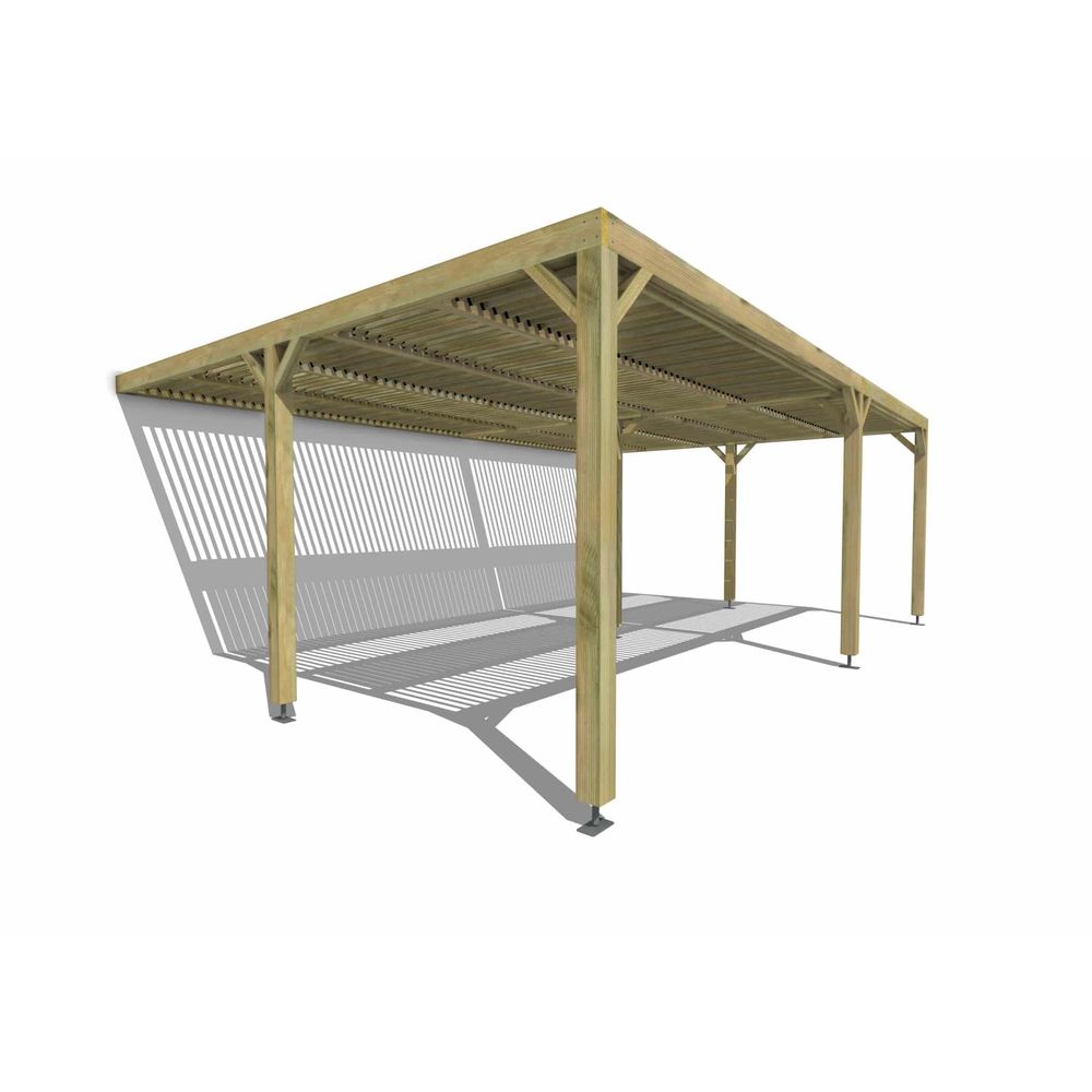 Pergola bois • 7m x 5m • adossée • sens largeur • lames orientables bioclimatiques incluses • livraison comprise