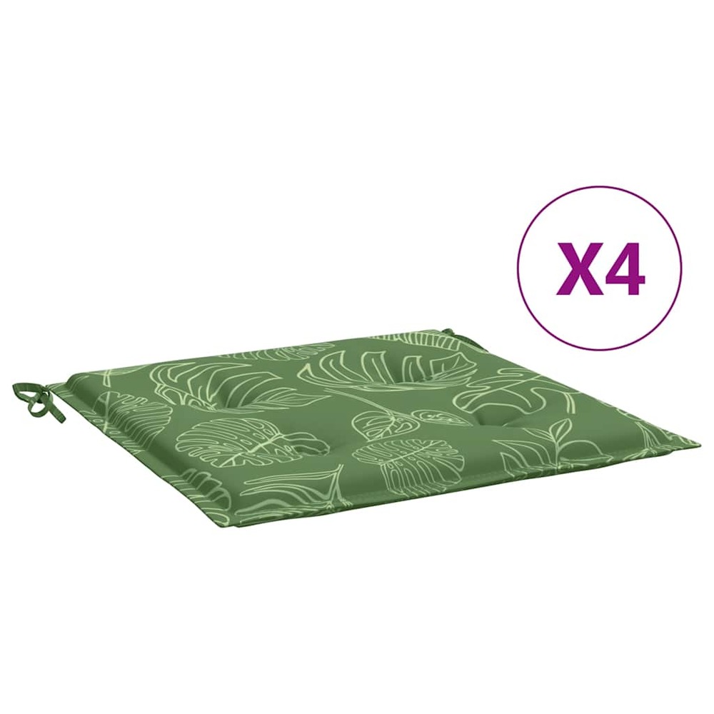 Coussins de chaise lot de 4 motif de feuilles 40x40x4 cm tissu