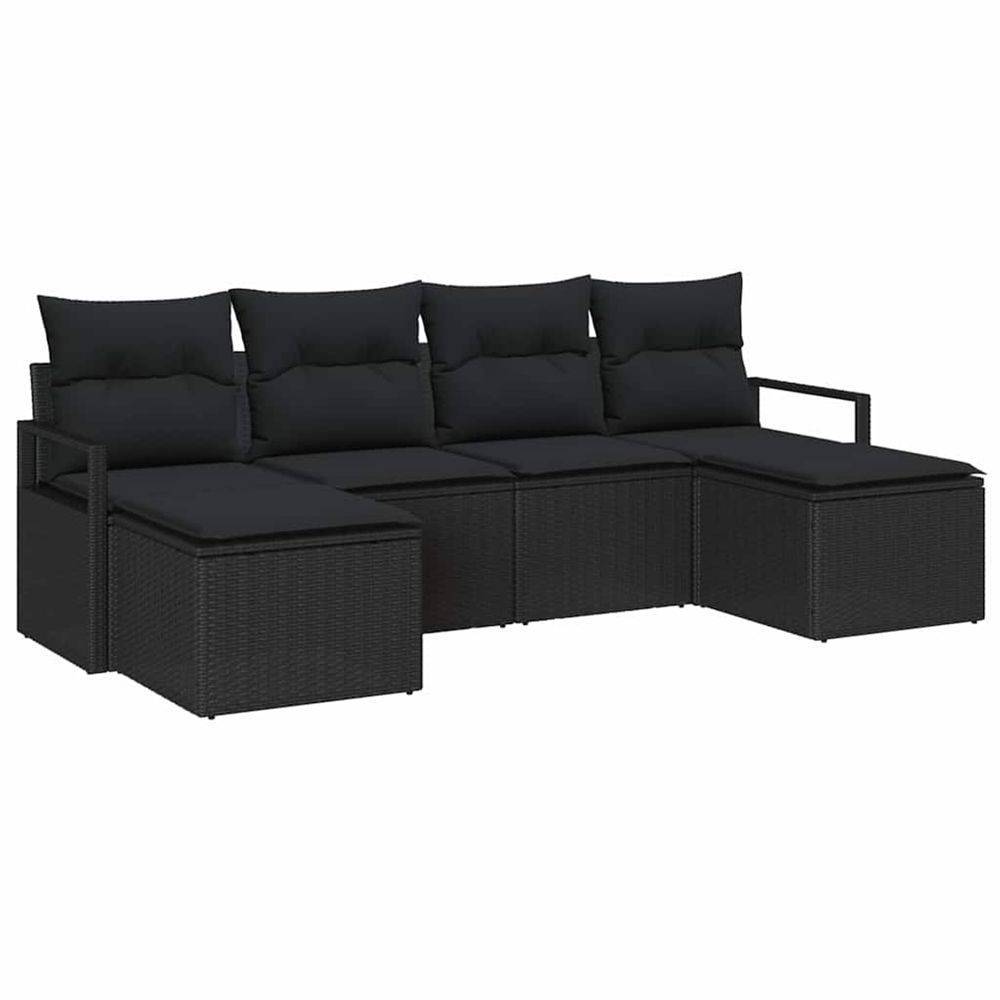 Ensemble de canapés 6 pc noir polyrotin