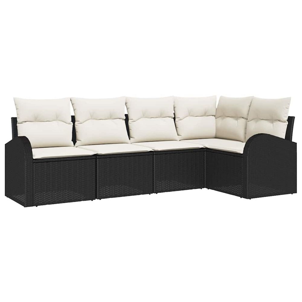 Ensemble de canapé de jardin 5 pc noir et blanc polyrotin