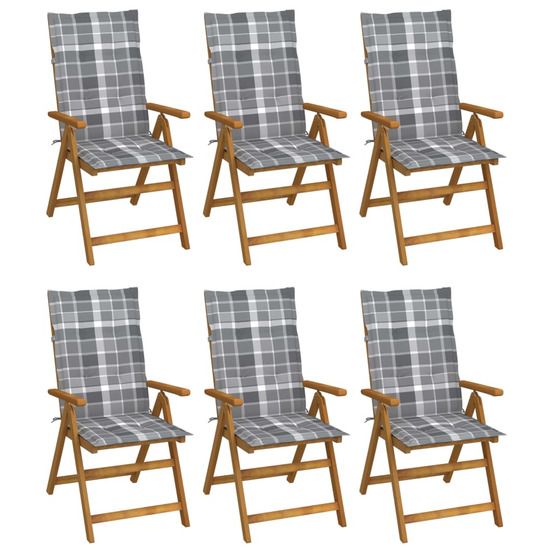 Chaises pliantes 6 pièces avec coussins en bois d'acacia massif