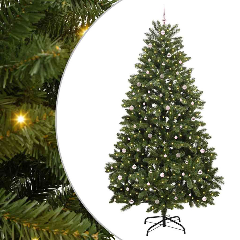 Sapin de noël artificiel avec 300 led vert 300 cm pvc et métal