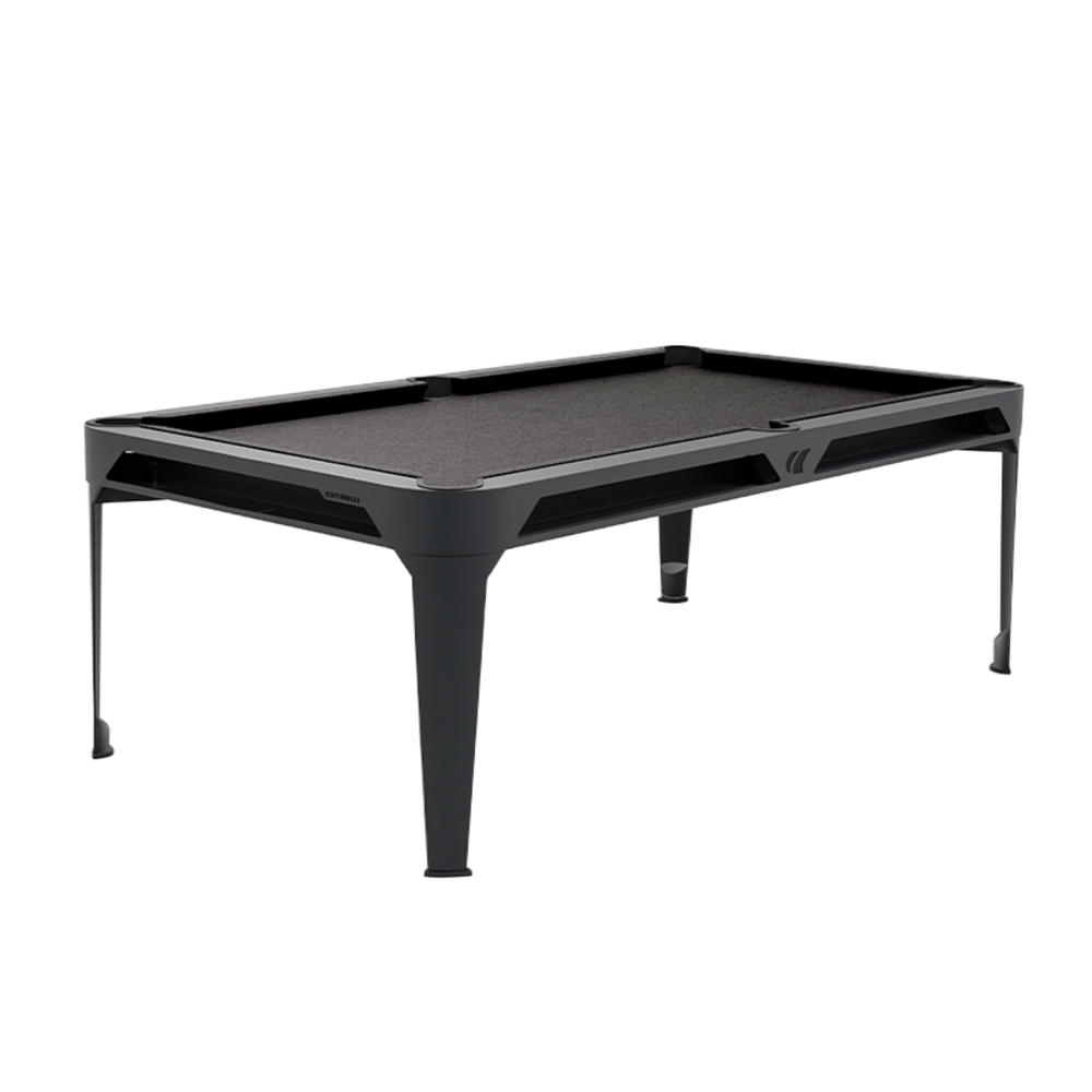 Billard d'extérieur convertible hyphen outdoor noir / tapis gris foncé / réceptacles : gris noir