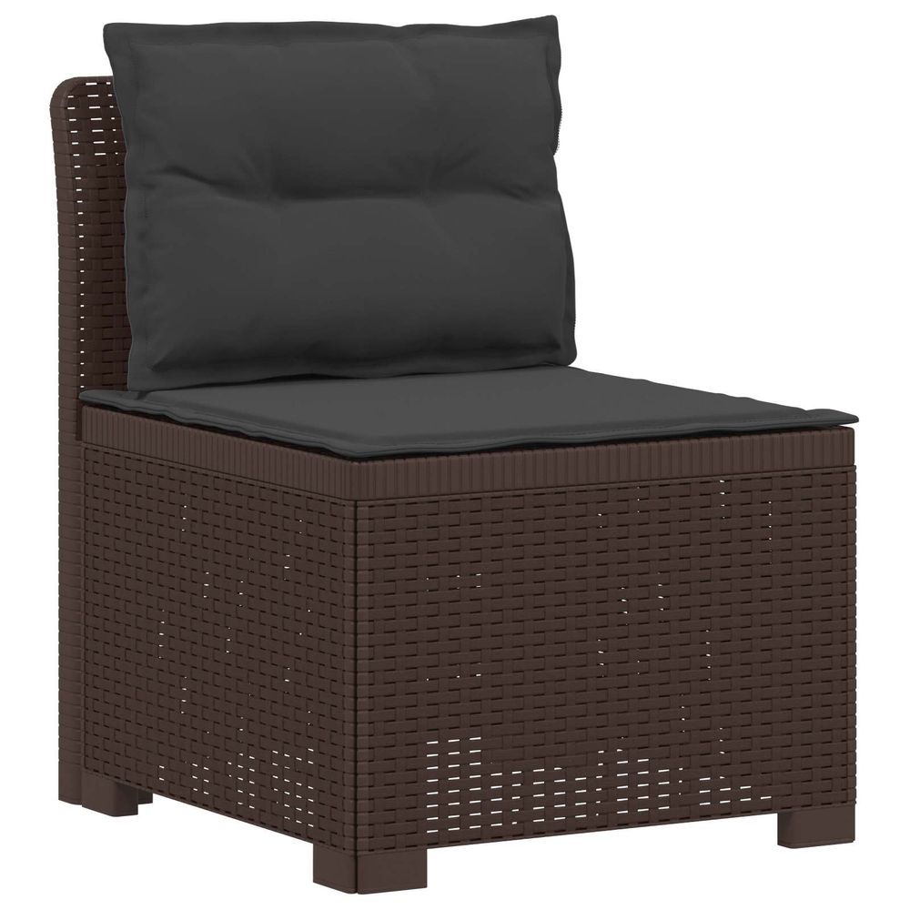 Canapé de jardin 1 place avec coussins look rotin pp marron