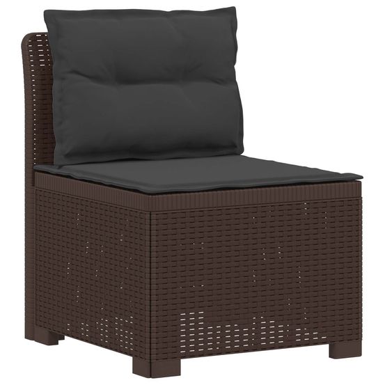 Canapé de jardin 1 place avec coussins look rotin pp marron