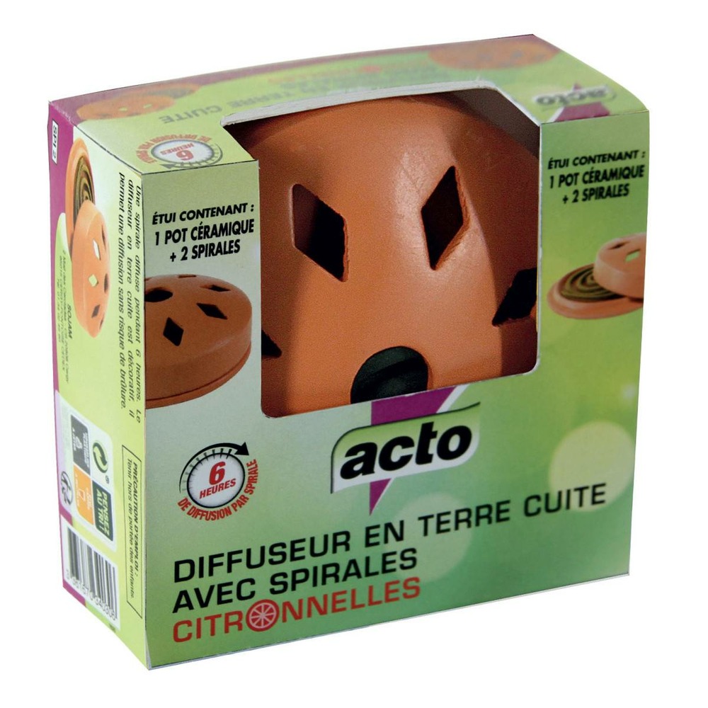 Diffuseur de citronnelle acto en terre cuite - protection estivale