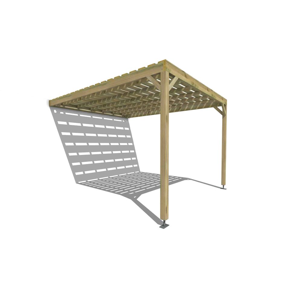 Pergola bois • 3m x 4m • adossée • sens profondeur • platelage bois • livraison comprise