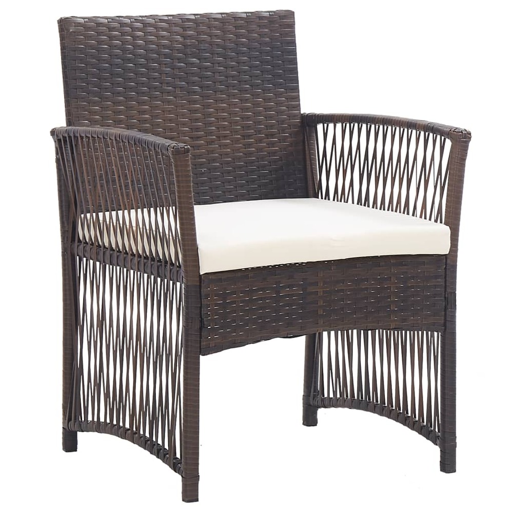 Fauteuils de jardin et coussins lot de 2 marron résine tressée