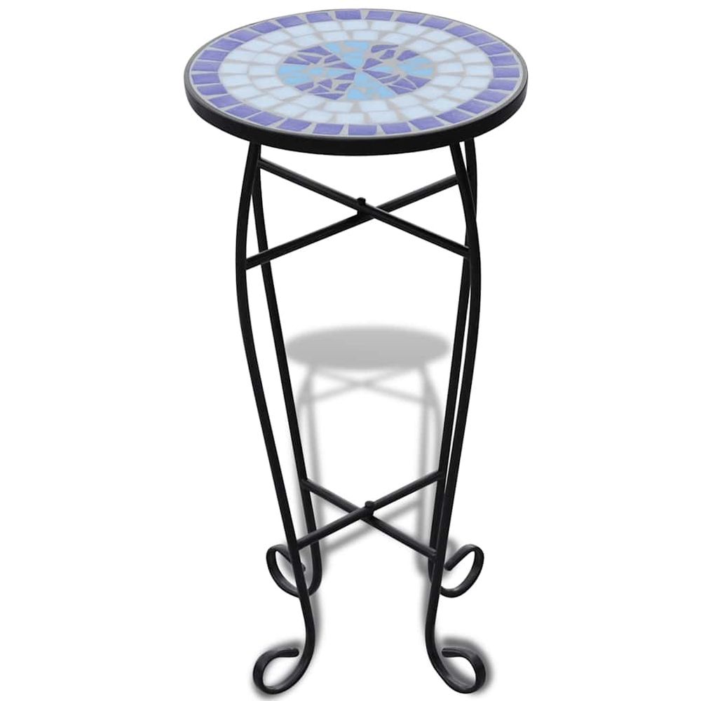 Table d'appoint mosaïque bleu et blanc