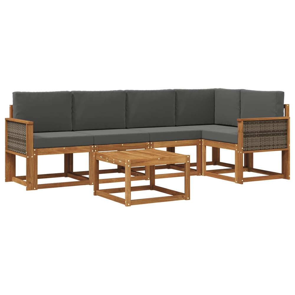 Ensemble de canapés d'extérieur 6 pcs naturel et anthracite