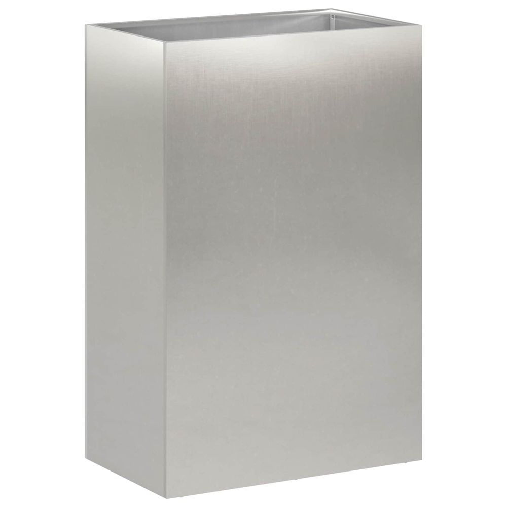 Cache-pot de jardin argenté 50 x 30 x 75 cm acier inoxydable