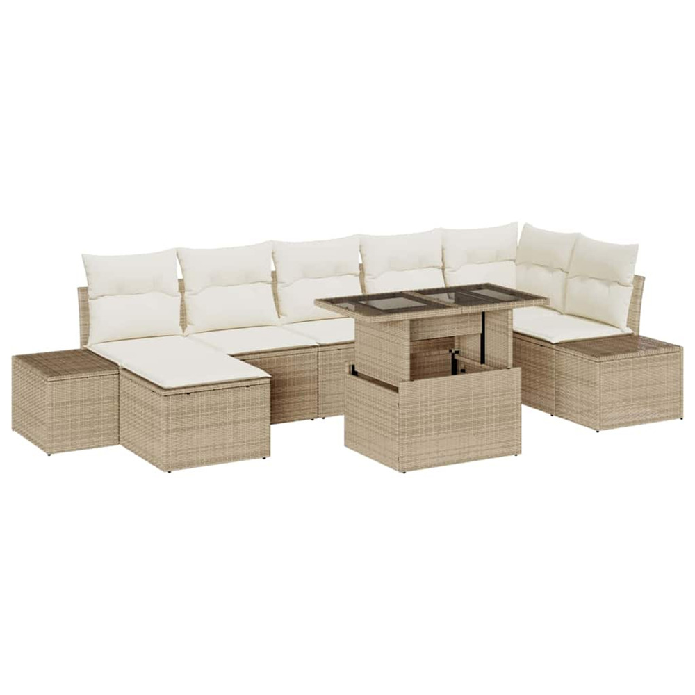 Ensemble de canapé de jardin 8 pcs beige poly rotin