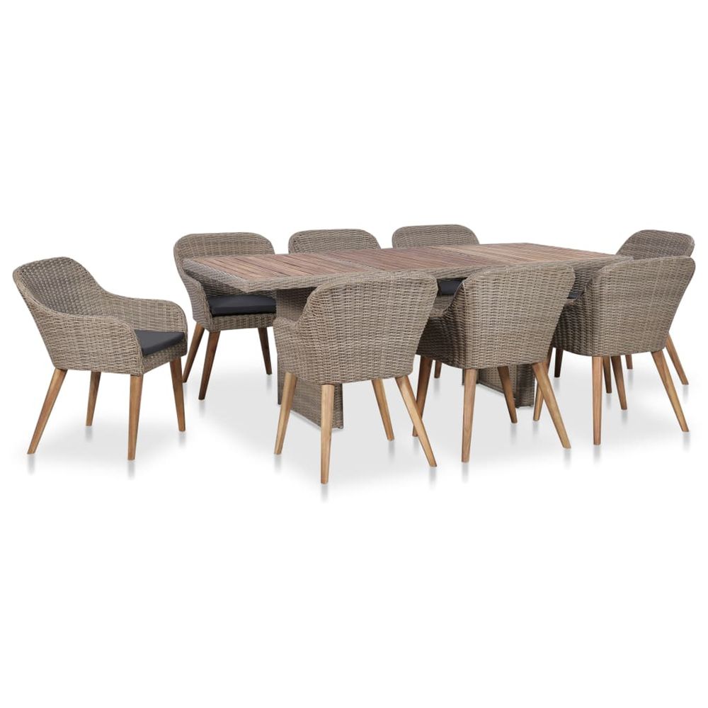 Salon de jardin avec coussins 9 pcs