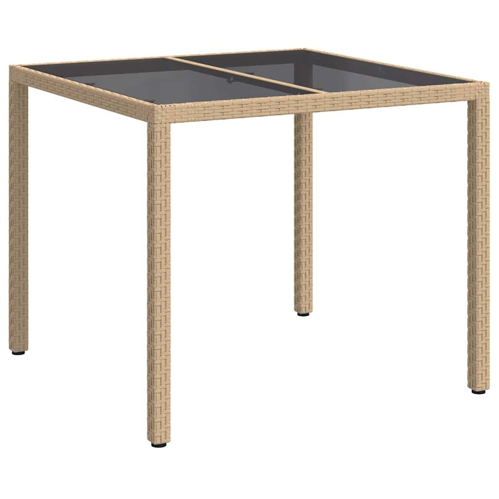 Table de jardin pour repas beige 90 x 90 x 75 cm polyrotin