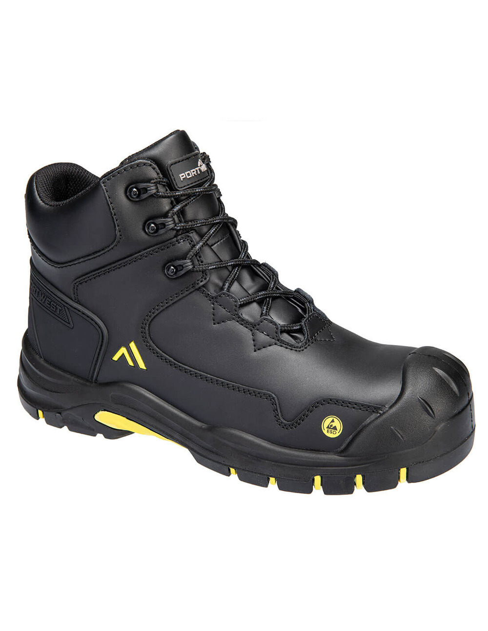 Chaussure basse apex s3s esd hro sr sc fo - 37 - noir/jaune - portwest