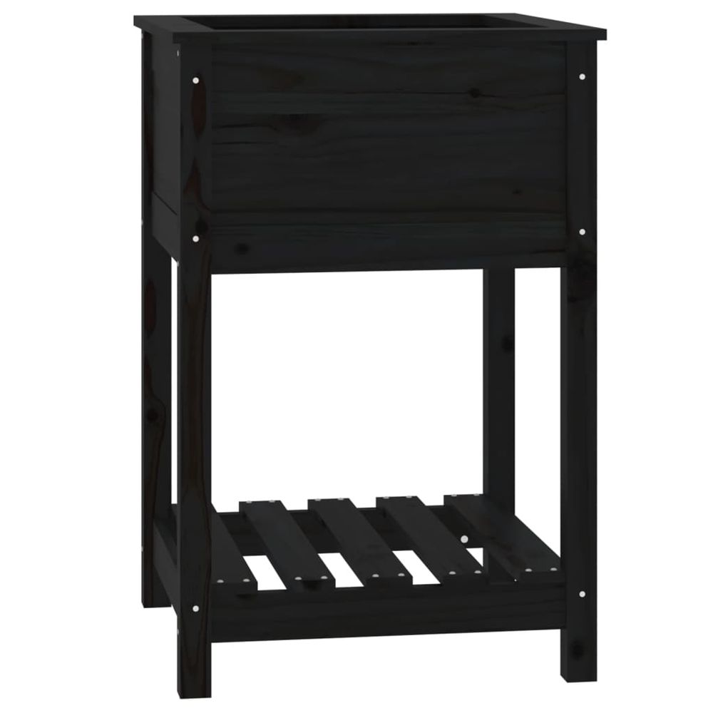 Jardinière d'extérieur avec étagère noir 54x54x81 cm bois massif de pin