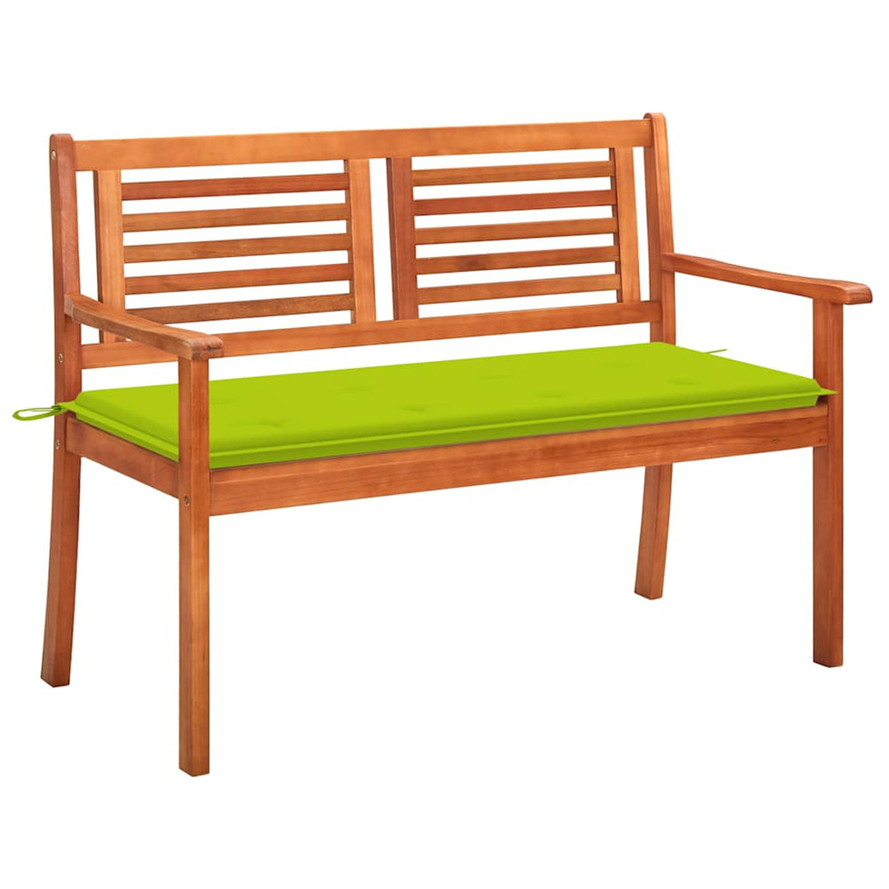 Banc de jardin 2 places avec coussin 120 cm bois d'eucalyptus