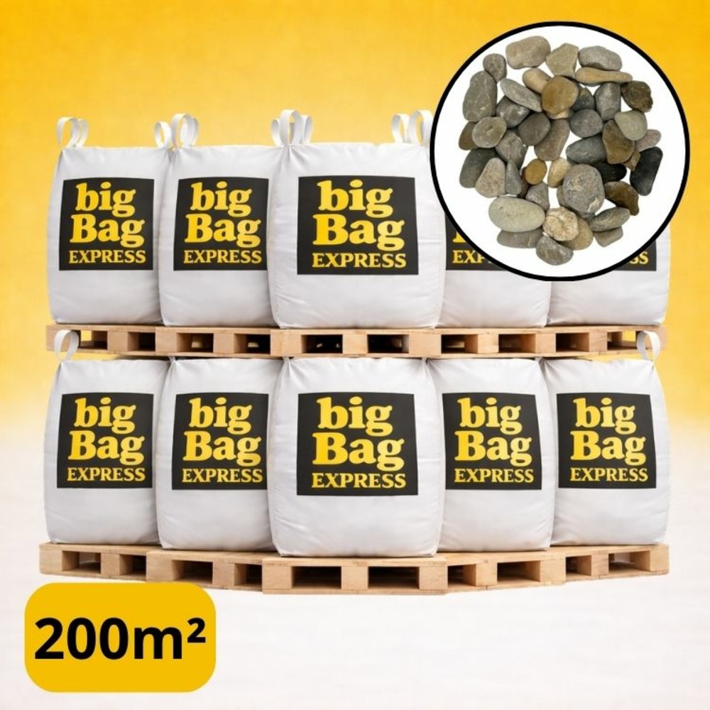 Pack 10 x big bag de +/- 1,5t ≃ 200m² galet roulé lavé gris silico-calcaire ø 10/20 mm - livraison premium
