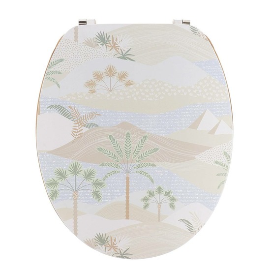 Abattant wc mdf 18 pouces couvercle design imprime assise imitation bambou attaches acier inoxydable - louxor