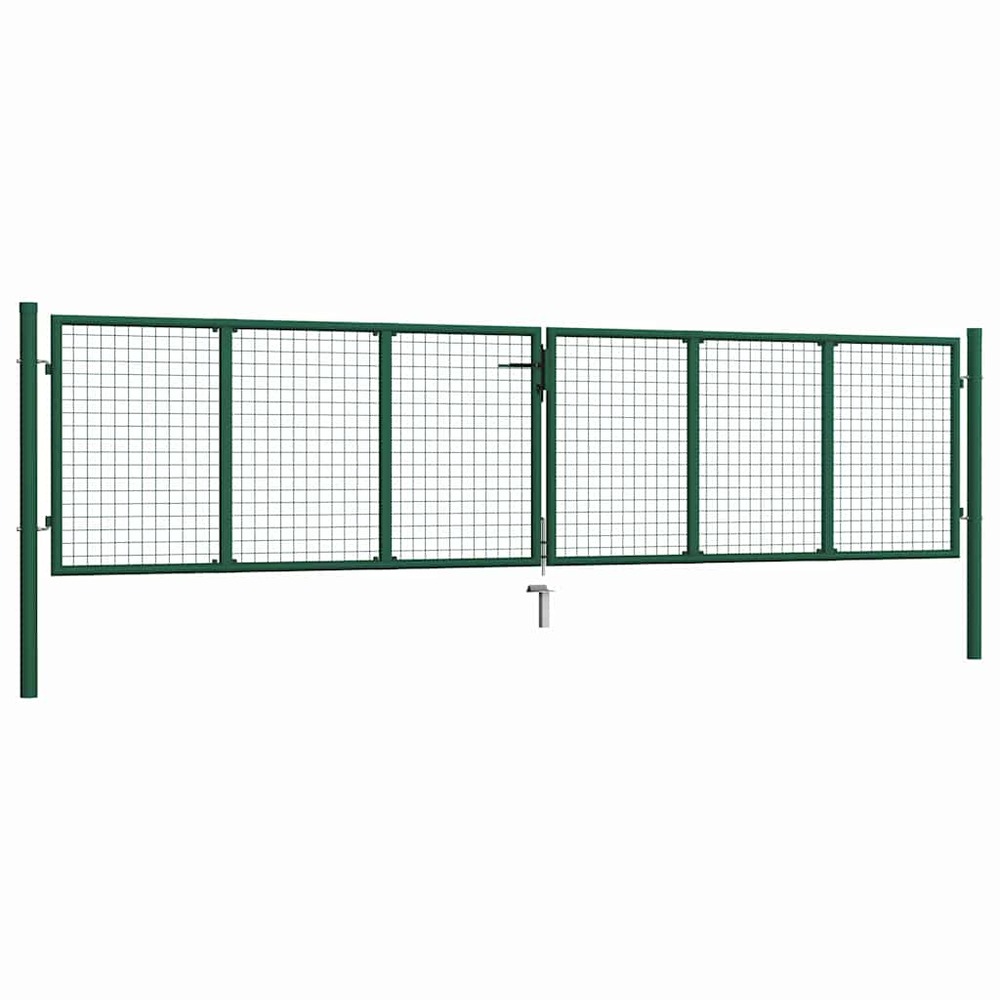 Portail de jardin en acier grillagé 400 x 100 cm vert