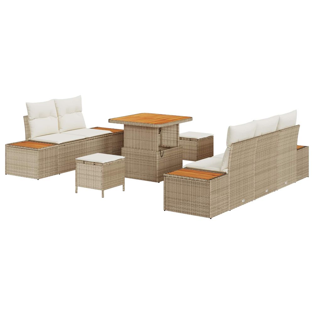 Ensemble de canapé de jardin 8 pcs 7-seater beige et crème