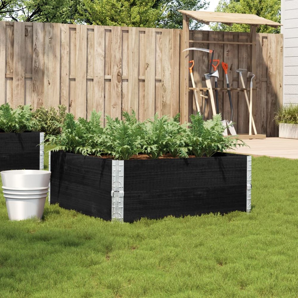 Carré potager surélevé en bois de pin modulable pour jardin 100x100x41 cm noir