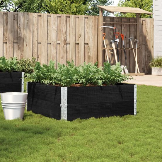 Carré potager surélevé en bois de pin modulable pour jardin 100x100x41 cm noir