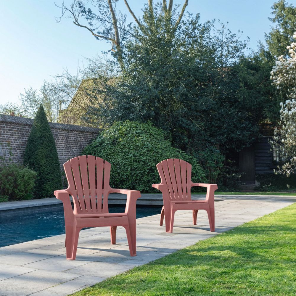 Lot de 2 fauteuils adirondack de jardin en résine empilables terracotta