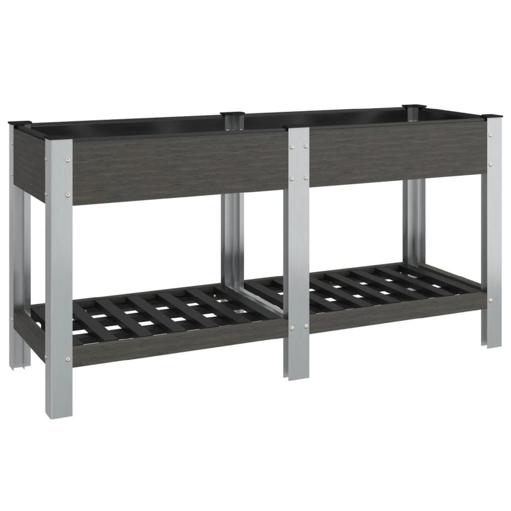 Lit surélevé de jardin avec étagère gris 150x50x75 cm wpc
