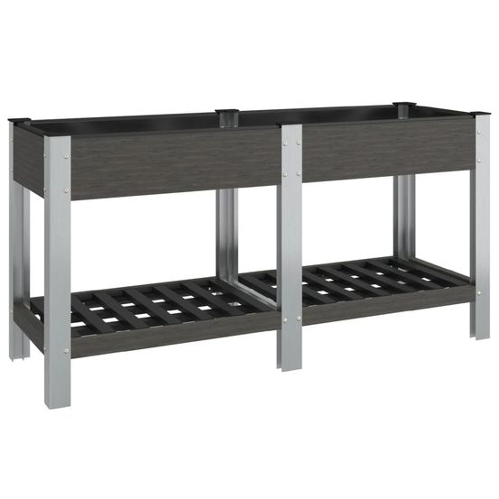 Lit surélevé de jardin avec étagère gris 150x50x75 cm wpc