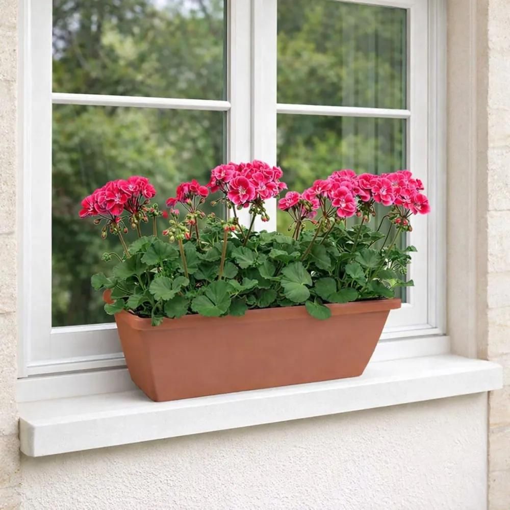Lot de 4 balconnières elho® 70x16cm en plastique effet terre cuite
