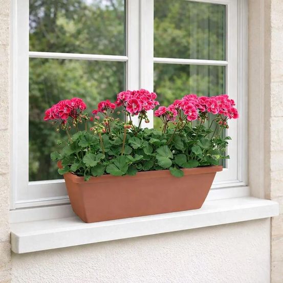Lot de 4 balconnières elho® 70x16cm en plastique effet terre cuite