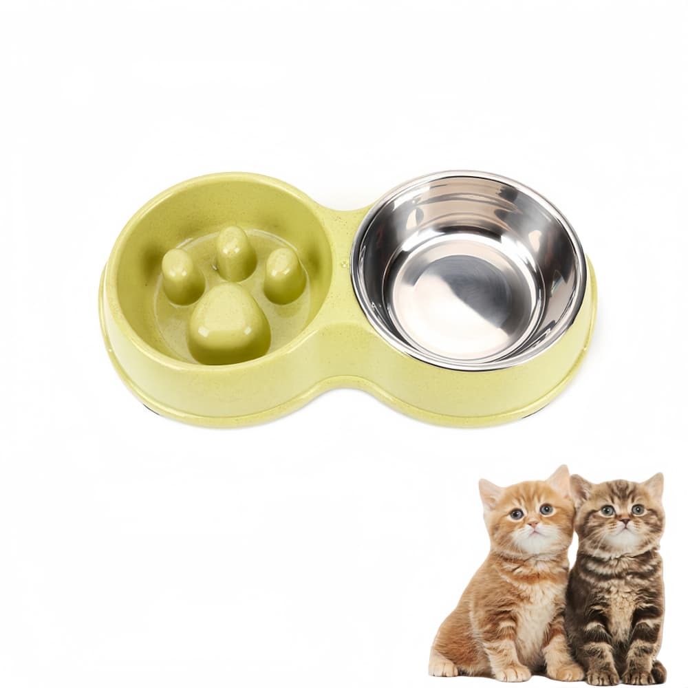 Bol d'alimentation ralenti et d'eau pour animaux vert