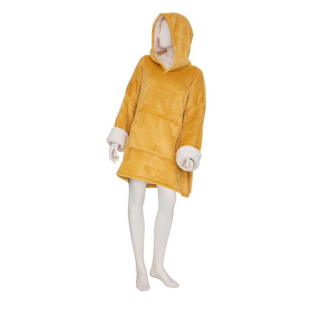 Plaid sweatshirtshirtshirt capuche - flanelle - jaune ocre - l-xl