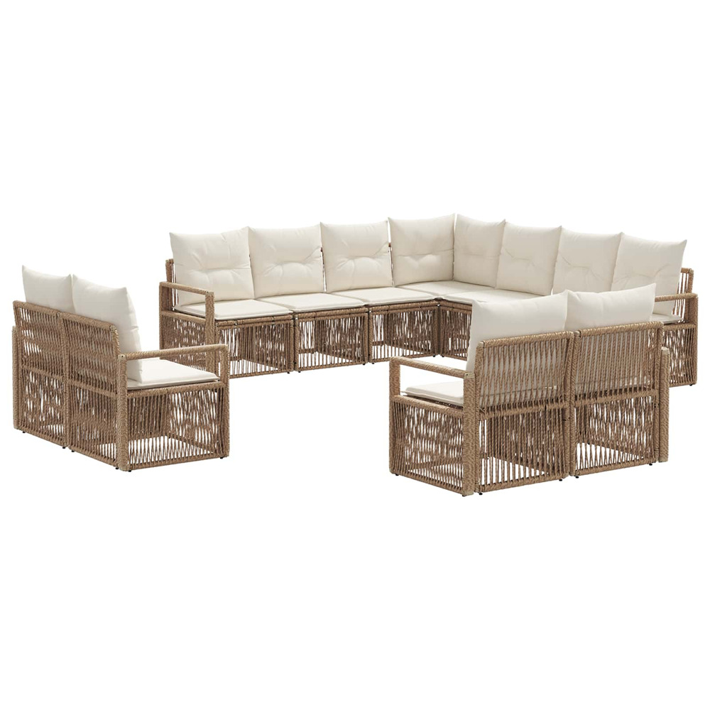Ensemble de canapé de jardin 11 pcs beige polyrotin