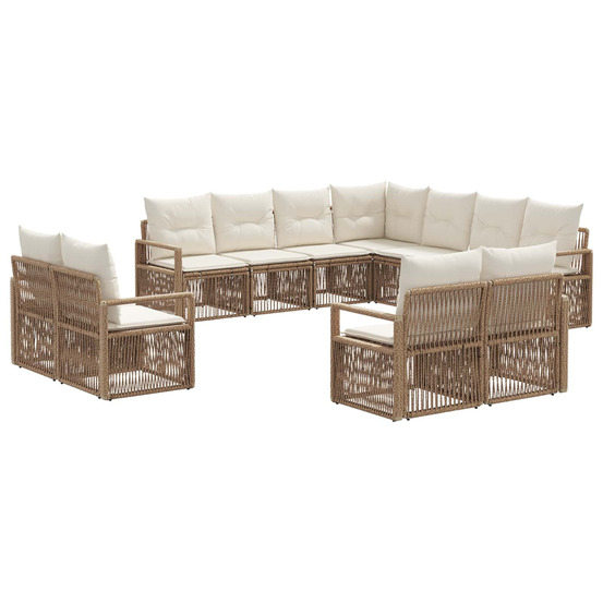 Ensemble de canapé de jardin 11 pcs beige polyrotin