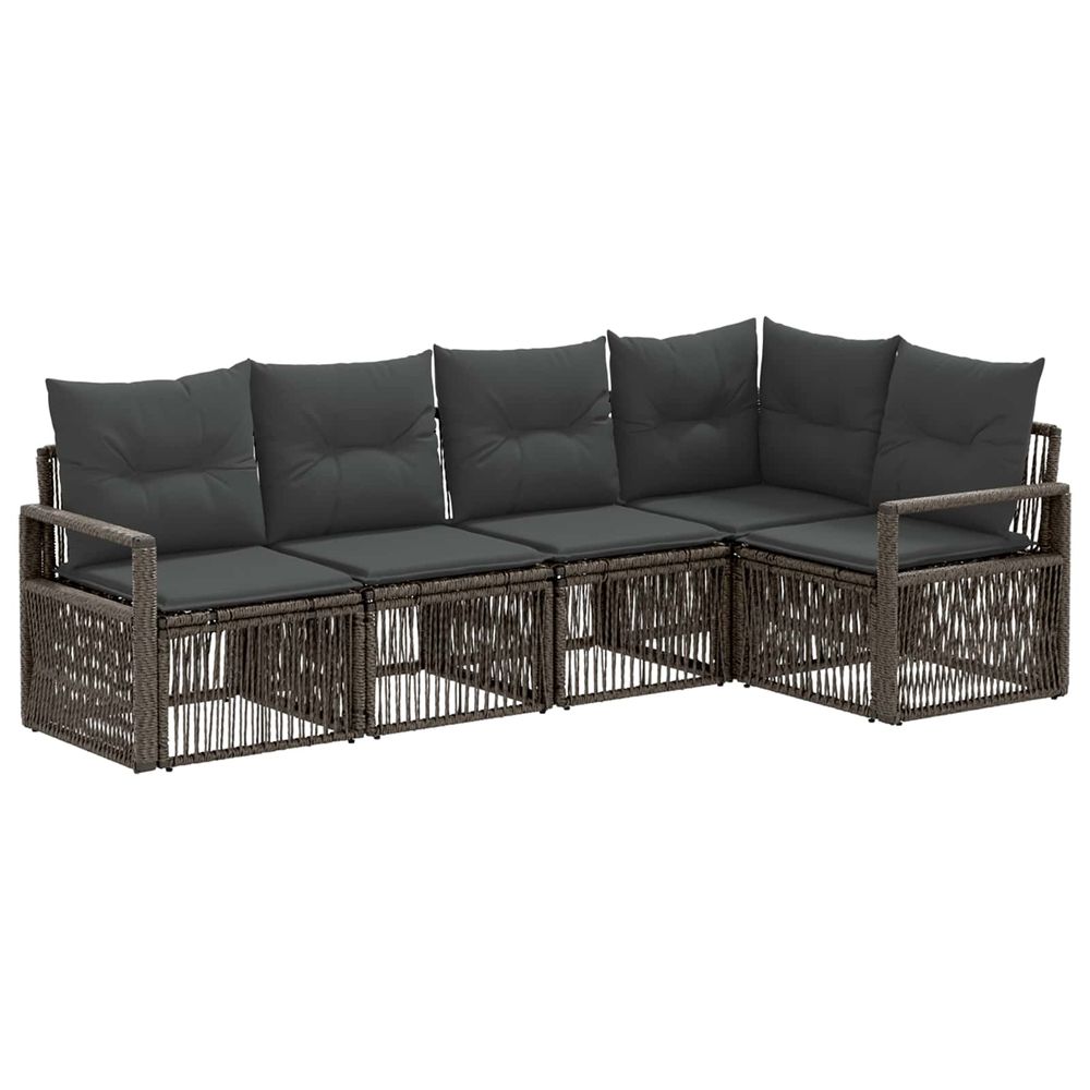Ensemble de canapé de jardin 5 pc gris polyrotin