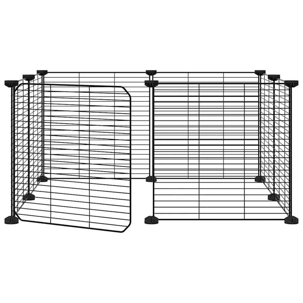 Cage animaux de compagnie à 8 panneaux et porte 35 x 35 cm noir
