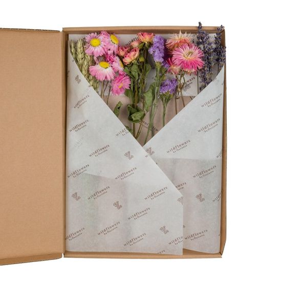 Lot de 5 - fleurs séchées - flowers in letterbox - rose - h30 cm
