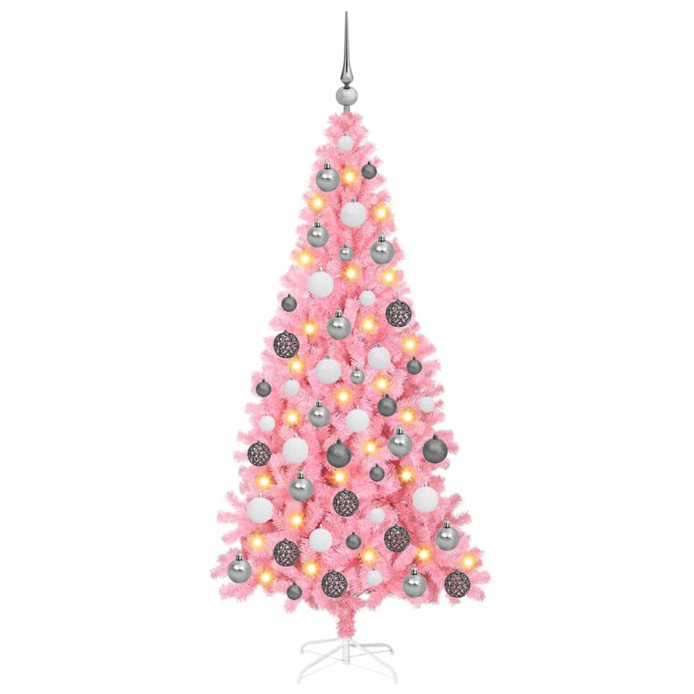 Sapin de noël avec 300 led avec support rose 180 cm pvc