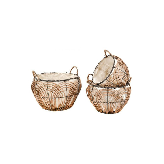 Corbeilles rondes en osier art déco(lot de 3)