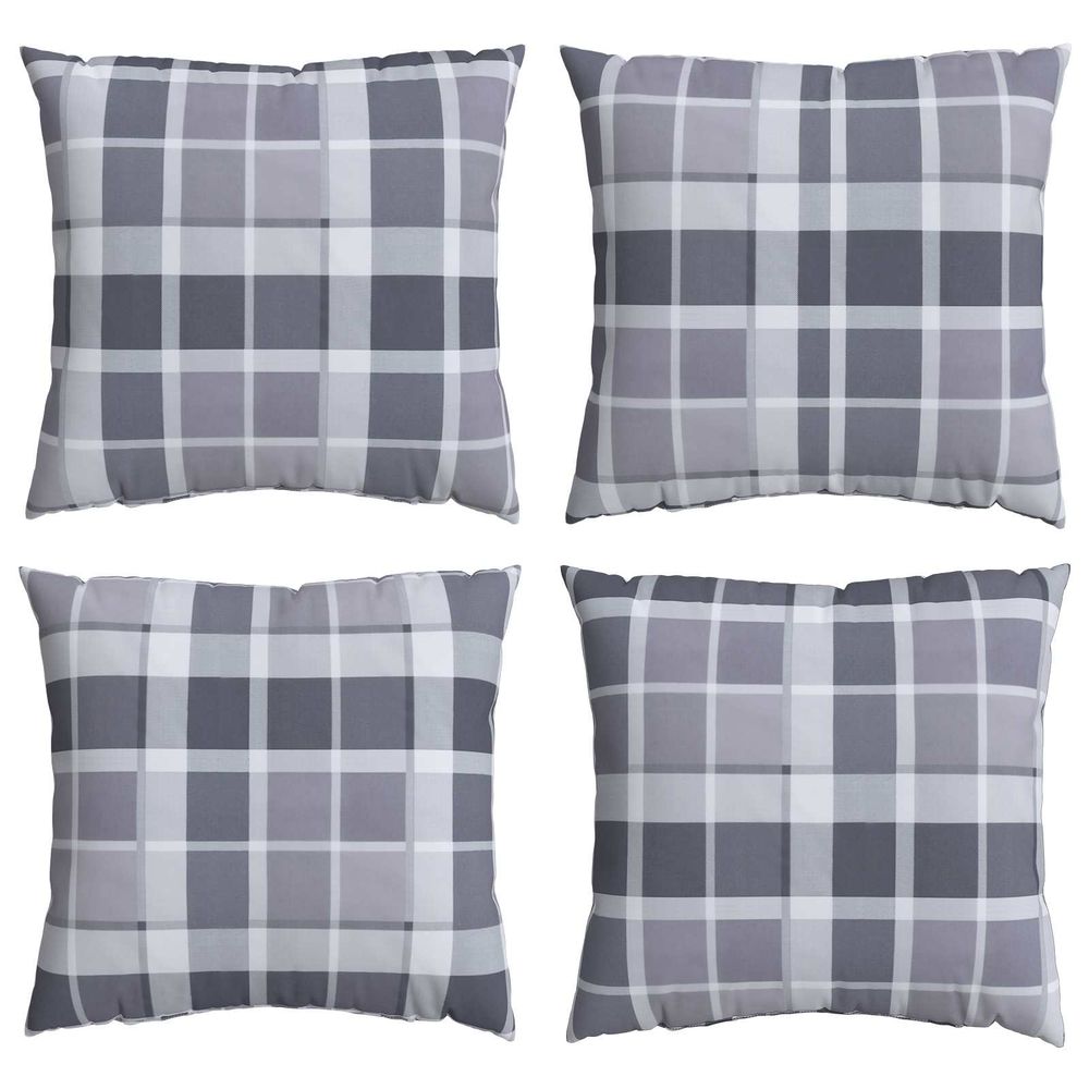 Coussin d'extérieur 4 pc tissu carreaux grisel 60 x 60 cm