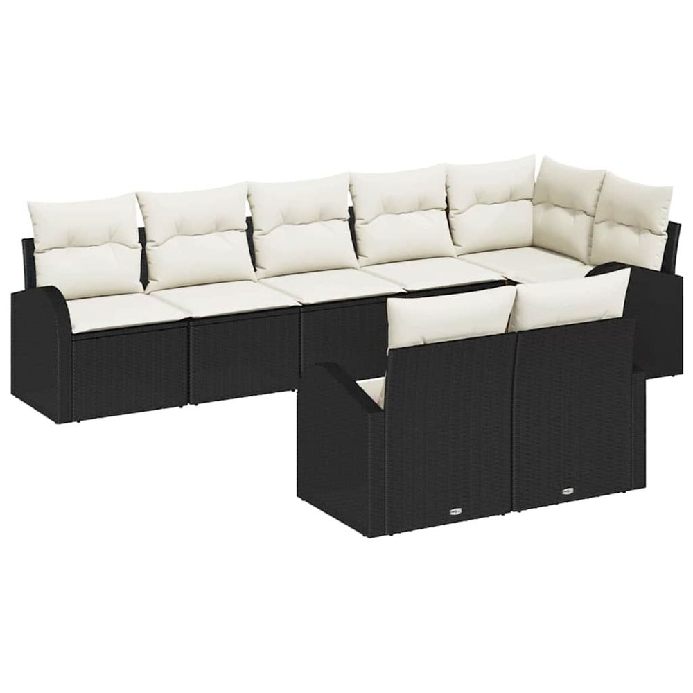 Ensemble de canapé de jardin 8 pc noir et blanc polyrotin