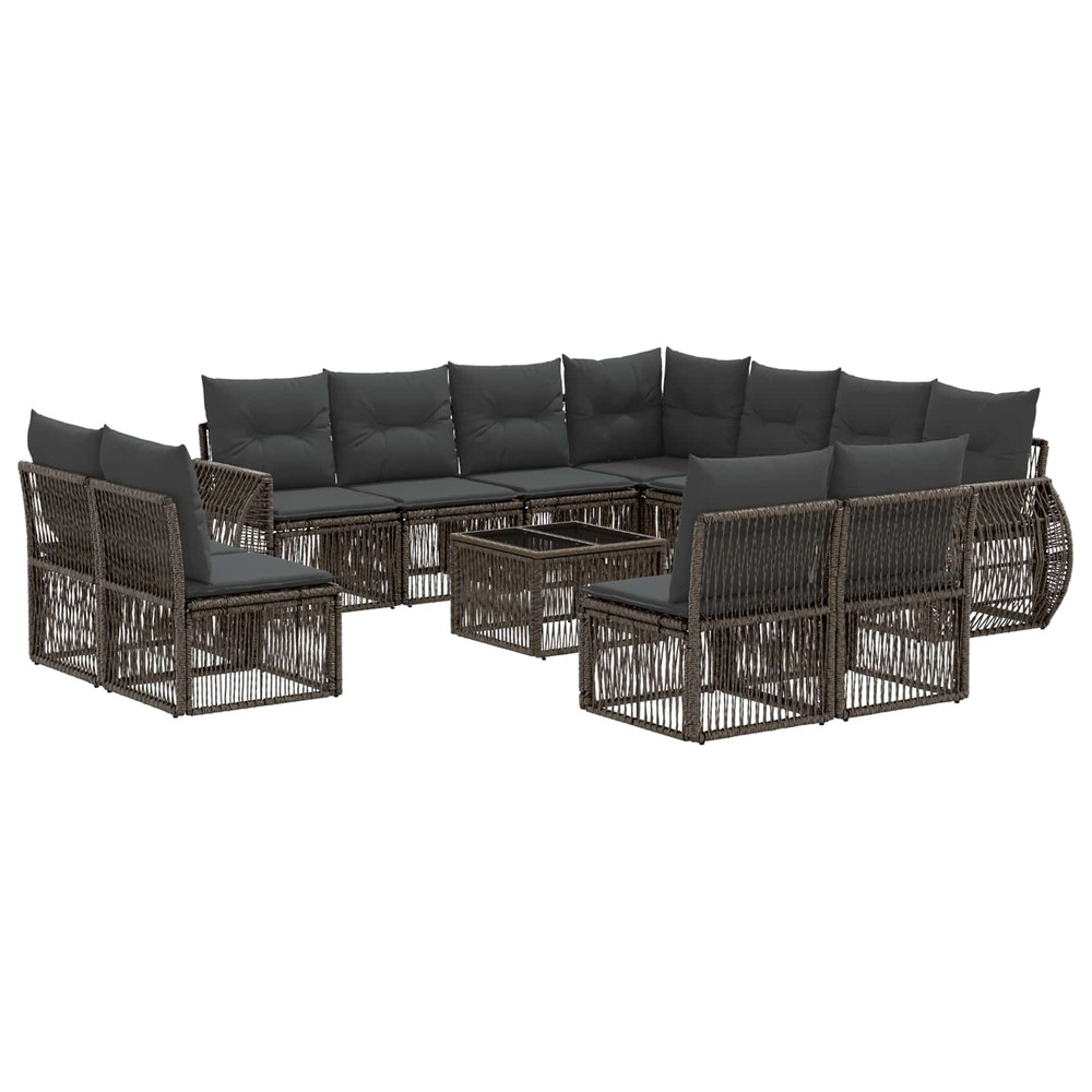 Ensemble de canapé de jardin 12 pcs gris et gris foncé