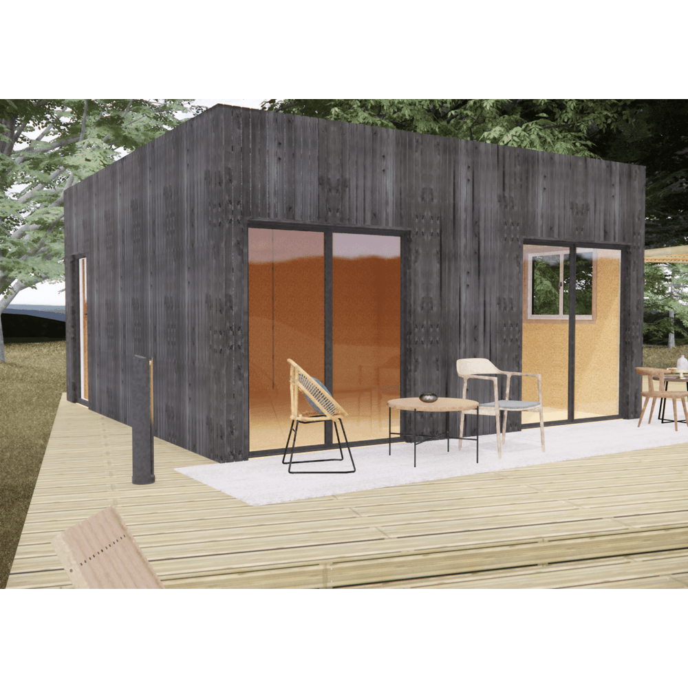 Studio de jardin bien isolé en bois 5,5 x 5,7 x 3,2 m / isolation re2020 avec plancher isolé