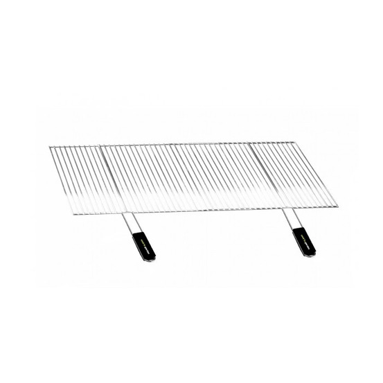 Grille de barbecue recoupable en acier 100 x 40 cm avec poignées en soft-touch
