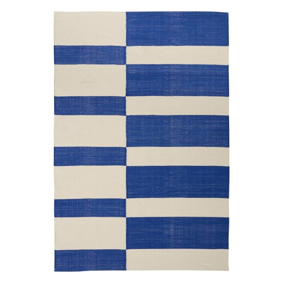 Tapis effet laine flow bleu indigo 170x120cm