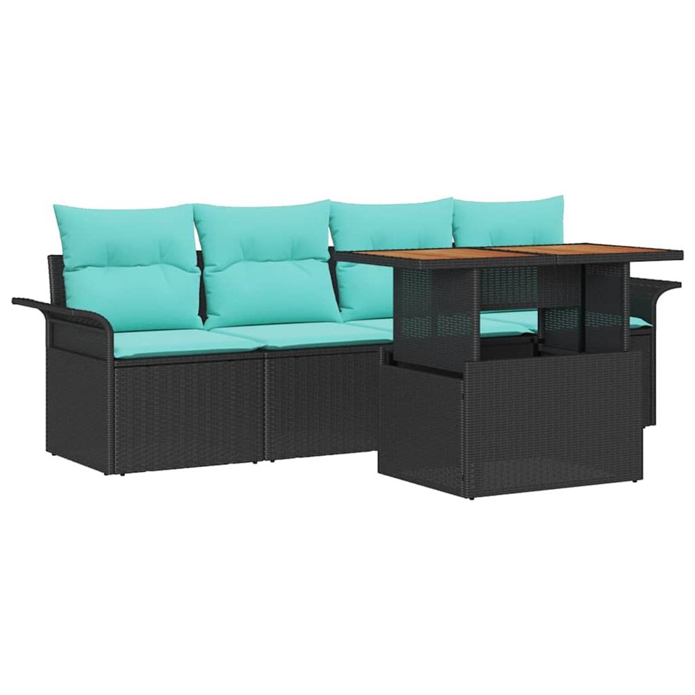Ensemble de canapé de jardin 5 pc noir poly rotin