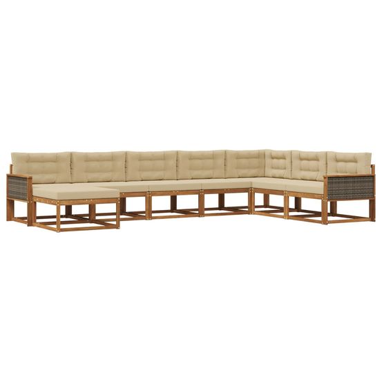 Ensemble de canapés d'extérieur 8 pc naturel et beige